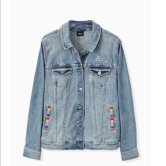 Torrid Sz 0 Disney Mickey Rainbow Denim Jacket - Picture 2 of 5